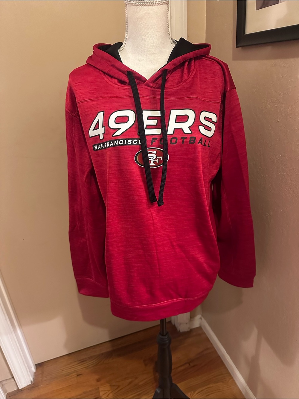 NFL San Francisco 49ers Red Crewneck Hoodie with Black Accents